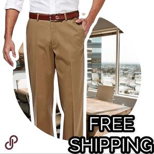 👖HAGGAR 40x32 Mens British Khaki Classic Fit Flat-Front Pants👖